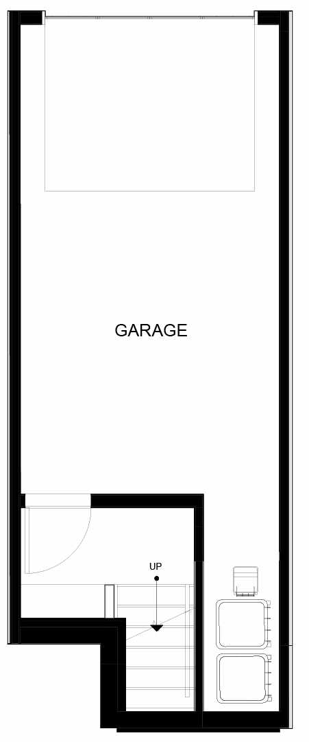 First Floor Plan of 8553C Midvale Ave N, One of the Fattorini Flats North Homes, in Licton Springs by Isola Homes