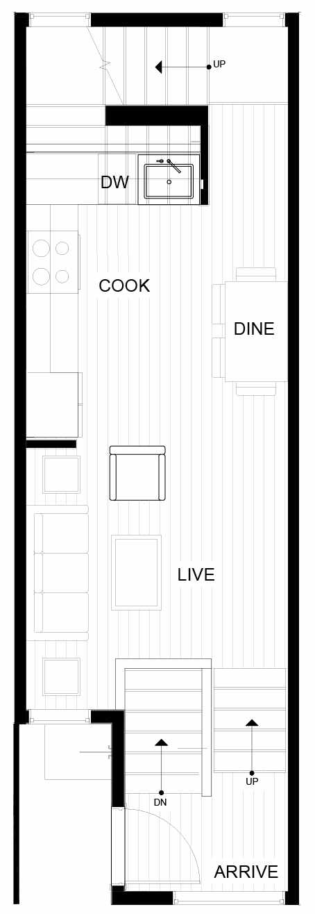 Second Floor Plan of 8553C Midvale Ave N, One of the Fattorini Flats North Homes, in Licton Springs by Isola Homes