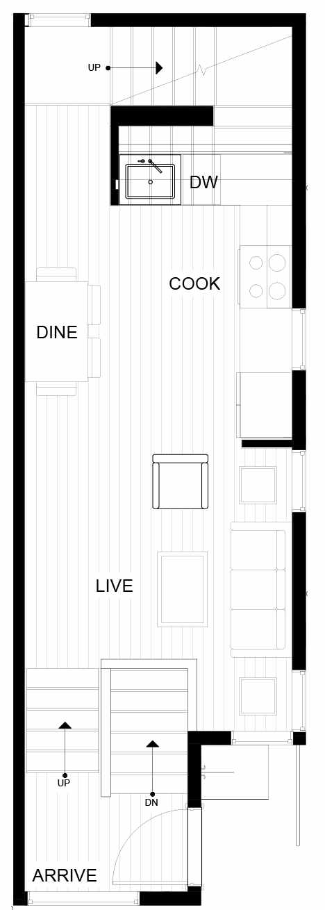 Second Floor Plan of 8553D Midvale Ave N, One of the Fattorini Flats North Homes, in Licton Springs by Isola Homes