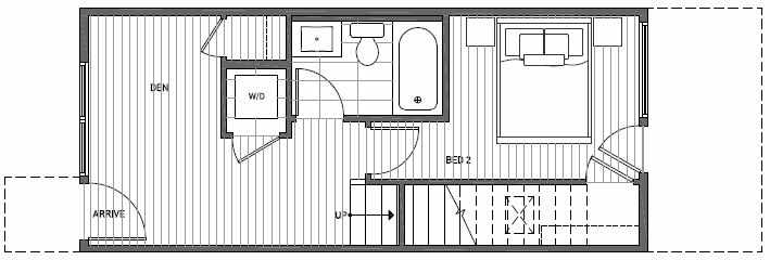 First Floor Plan of 1638B 20th Avenue in Avani Townhomes Located in Central District Seattle