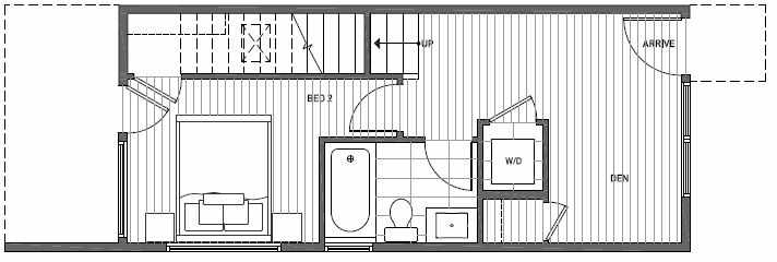 First Floor Plan of 1640A 20th Avenue in Avani Townhomes Located in Central District Seattle