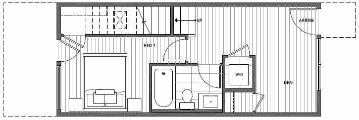 First Floor Plan of 1640B 20th Avenue in Avani Townhomes Located in Central District Seattle