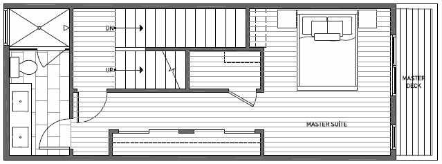 Third Floor Plan of 1640B 20th Avenue in Avani Townhomes Located in Central District Seattle