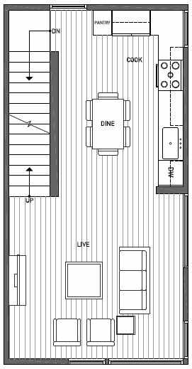 Second Floor Plan of 1644A 20th Avenue in Avani Townhomes Located in Central District Seattle