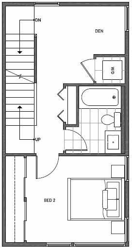 Third Floor Plan of 1644A 20th Avenue in Avani Townhomes Located in Central District Seattle