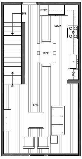 Second Floor Plan of 1644B 20th Avenue in Avani Townhomes Located in Central District Seattle