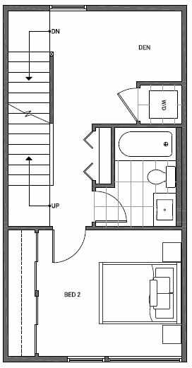 Third Floor Plan of 1644B 20th Avenue in Avani Townhomes Located in Central District Seattle