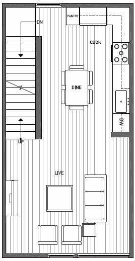 Second Floor Plan of 1644C 20th Avenue in Avani Townhomes Located in Central District Seattle