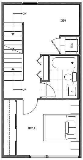 Third Floor Plan of 1644C 20th Avenue in Avani Townhomes Located in Central District Seattle