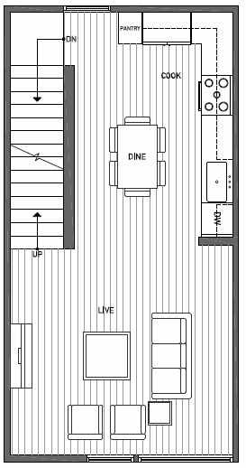 Second Floor Plan of 1644D 20th Avenue in Avani Townhomes Located in Central District Seattle