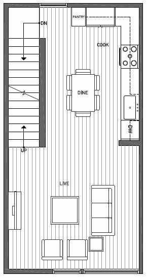 Second Floor Plan of 1644E 20th Avenue in Avani Townhomes Located in Central District Seattle