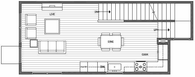 Second Floor Plan of 1646 20th Avenue in Avani Townhomes Located in Central District Seattle