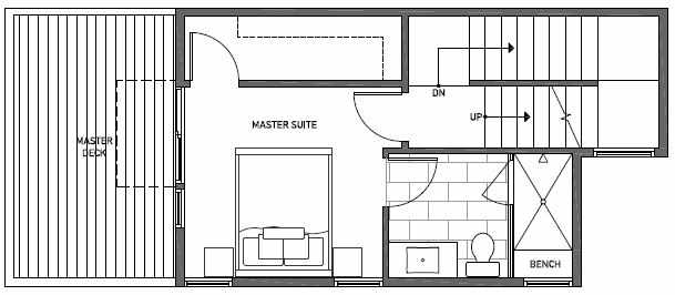 Third Floor Plan of 1646 20th Avenue in Avani Townhomes Located in Central District Seattle