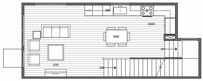 Second Floor Plan of 1648 20th Avenue in Avani Townhomes Located in Central District Seattle