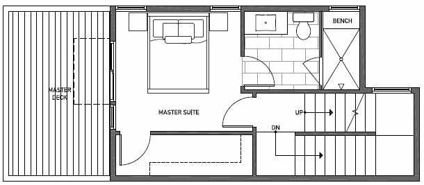 Third Floor Plan of 1648 20th Avenue in Avani Townhomes Located in Central District Seattle