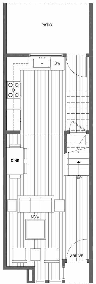 First Floor Plan of 6113 17th Ave NW of the Kai Townhomes in Ballard