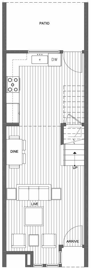 First Floor Plan of 6117 17th Ave NW of the Kai Townhomes in Ballard