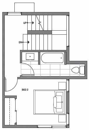 Second Floor Plan of Centro Townhomes Unit 363D in Seattle by Isola Homes