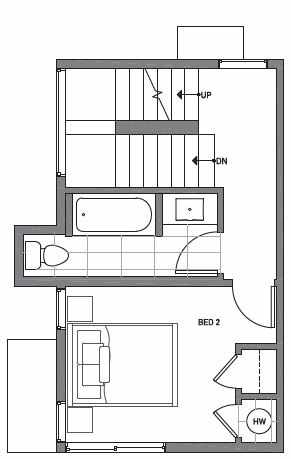 Second Floor Plan of Centro Townhomes Unit 363A in Seattle by Isola Homes