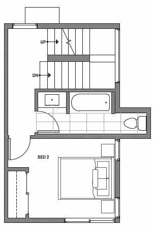 Second Floor Plan of Centro Townhomes Unit 363B in Seattle by Isola Homes