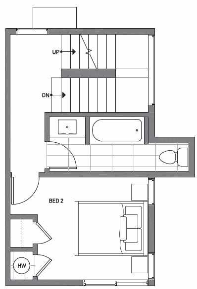 Second Floor Plan of Centro Townhomes Unit 363F in Seattle by Isola Homes