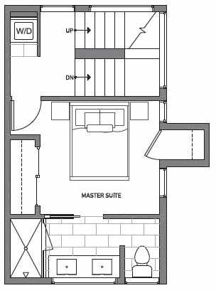 Third Floor Plan of Centro Townhomes Unit 363B in Seattle by Isola Homes