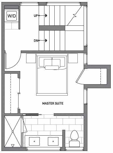 Third Floor Plan of Centro Townhomes Unit 363F in Seattle by Isola Homes