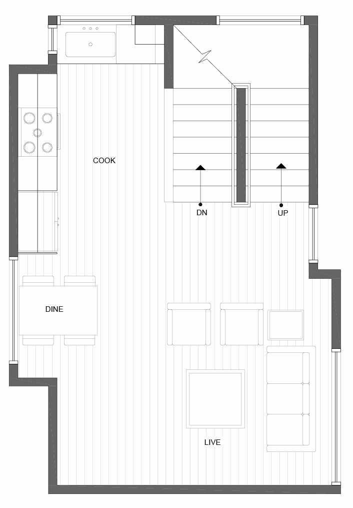 Second Floor Plan of 1035 NE Northgate Way, a Lily Townhome