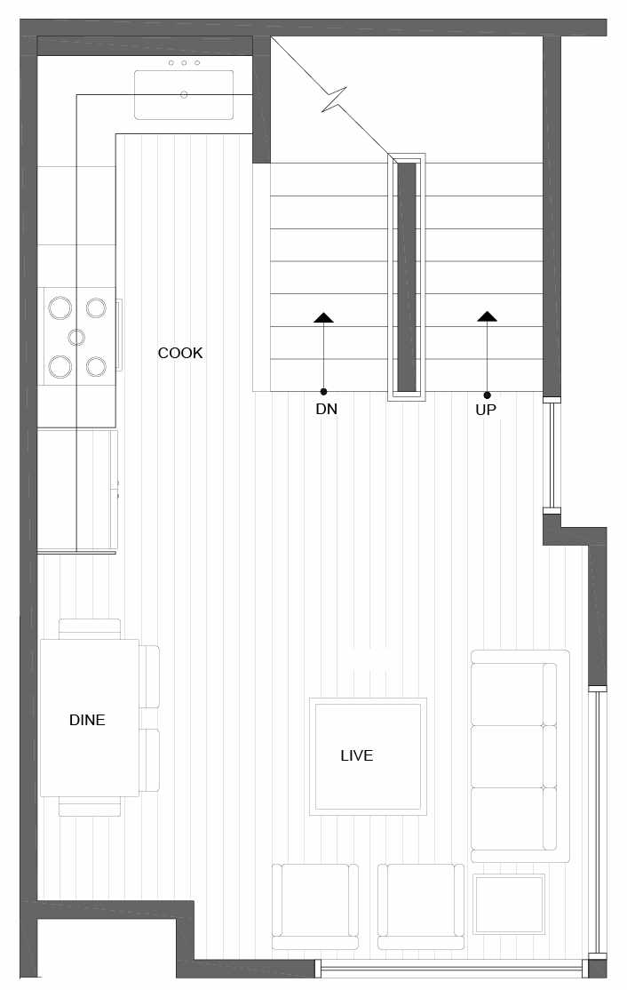 Second Floor Plan of 1037 NE Northgate Way, One of the Lily Townhomes in Maple Leaf by Isola Homes