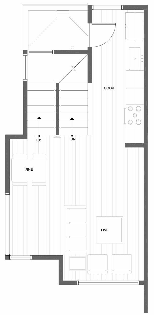 Second Floor Plan of 10839 11th Ave NE, One of the Lily Townhomes in Maple Leaf by Isola Homes