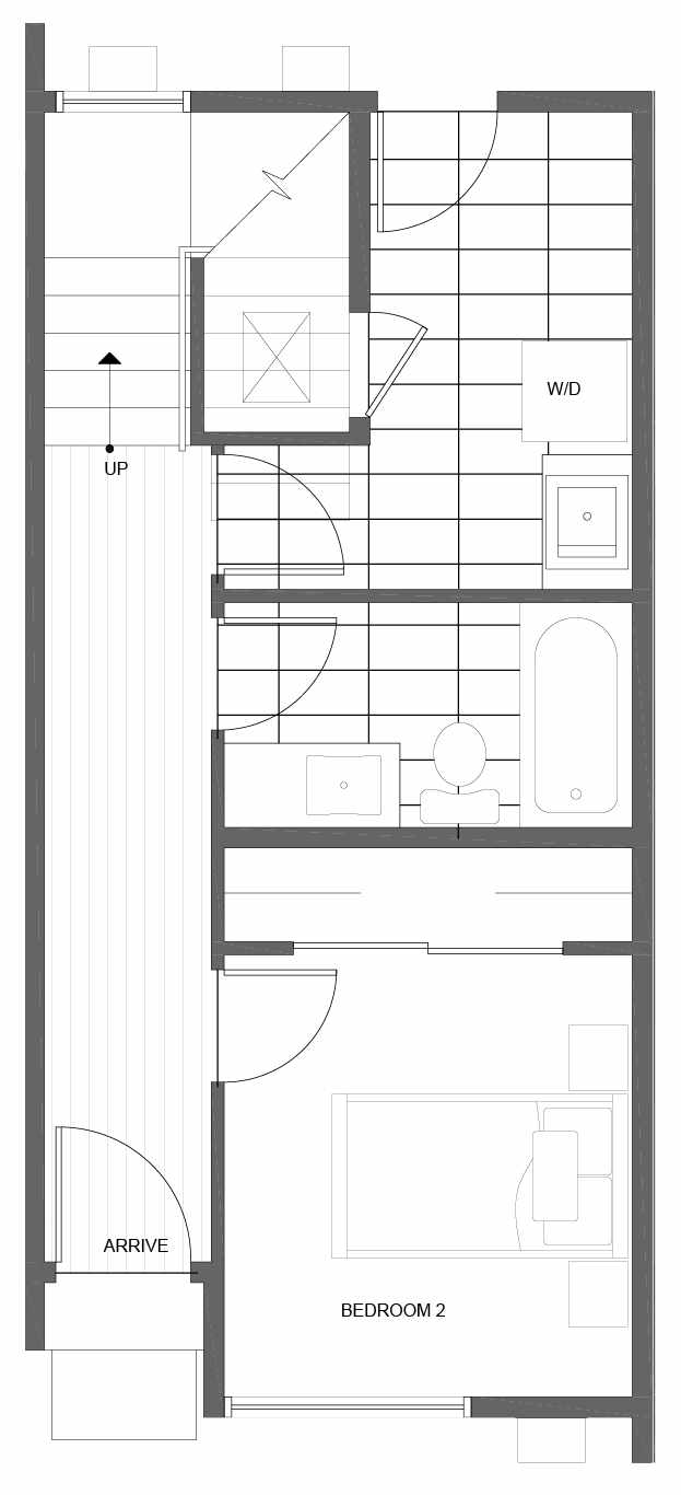 First Floor Plan of 10841 11th Ave NE, One of the Lily Townhomes in Maple Leaf by Isola Homes