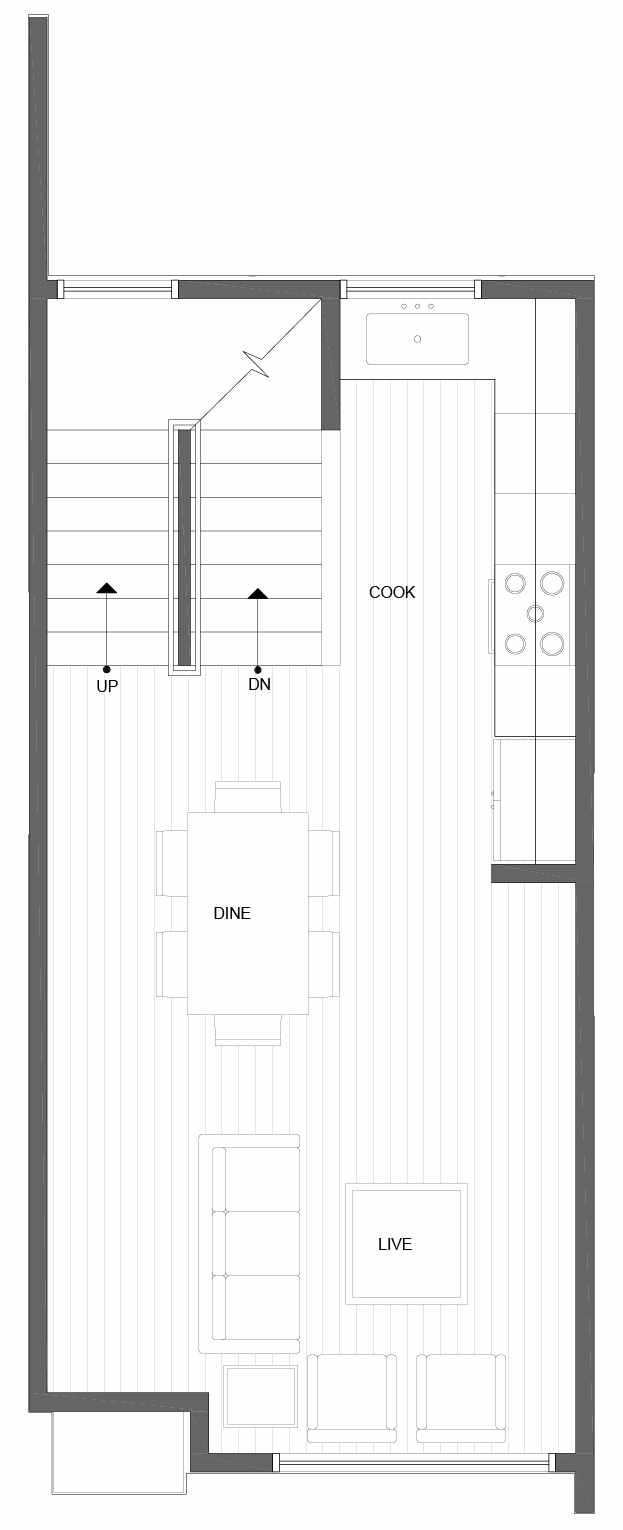 Second Floor Plan of 10841 11th Ave NE, One of the Lily Townhomes in Maple Leaf by Isola Homes