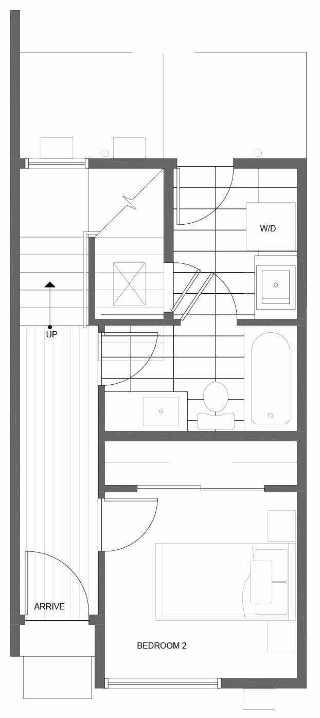 First Floor Plan of 10843 11th Ave NE, One of the Lily Townhomes in Maple Leaf by Isola Homes