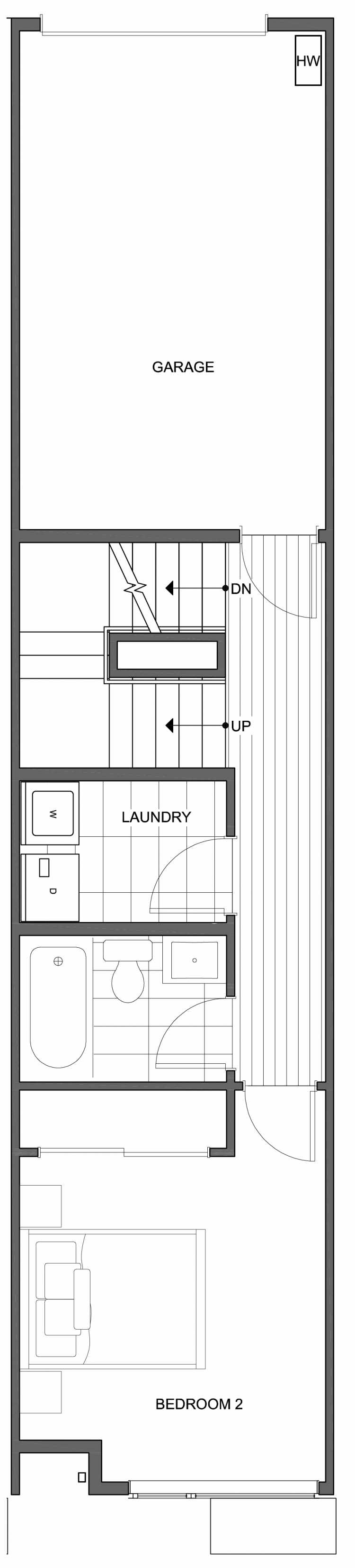 Second Floor Plan of 806B N 46th St, One of the Nino 15 East Townhomes by Isola Homes