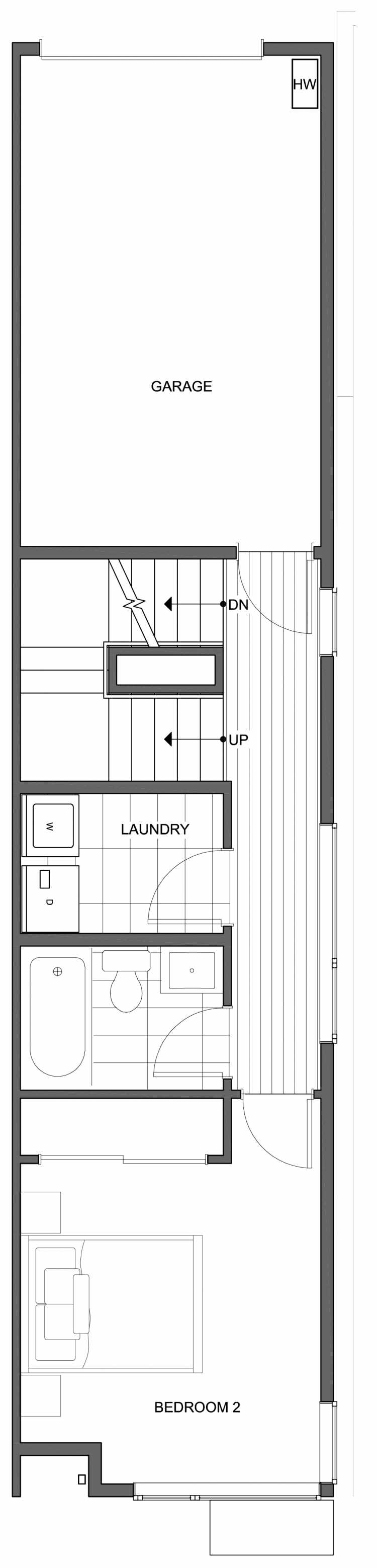 Second Floor Plan of 806G N 46th St, One of the Nino 15 East Townhomes by Isola Homes