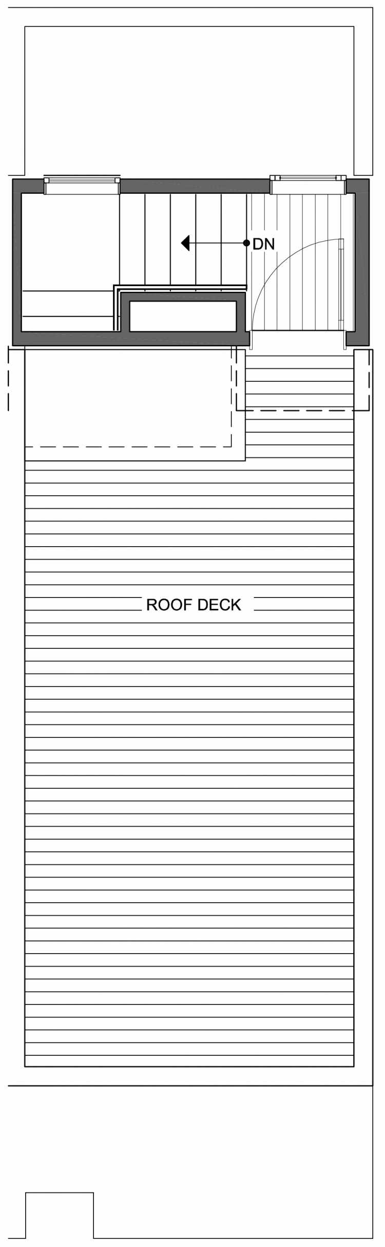 Roof Deck Floor Plan of 806G N 46th St, One of the Nino 15 East Townhomes by Isola Homes