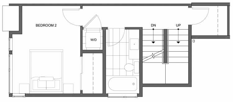 Second Floor Plan of 4630 Linden Ave N, One of the Nino 15 West Townhomes in Fremont by Isola Homes