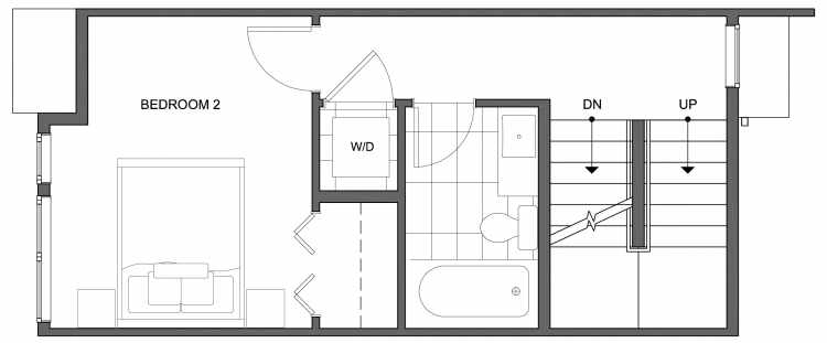 Second Floor Plan of 4632 Linden Ave N, One of the Nino 15 West Townhomes in Fremont by Isola Homes