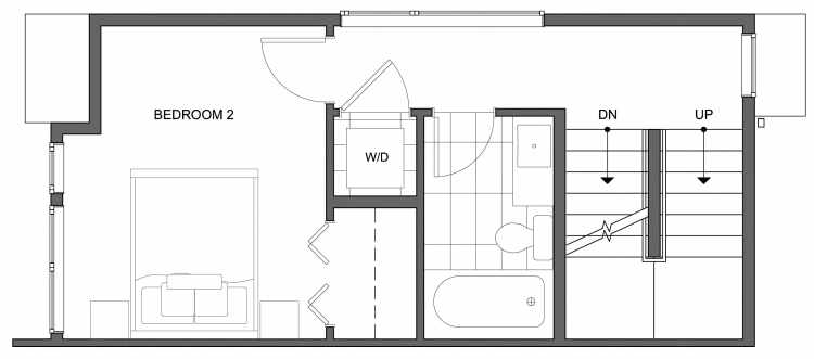 Second Floor Plan of 4640 Linden Ave N, One of the Nino 15 West Townhomes in Fremont by Isola Homes