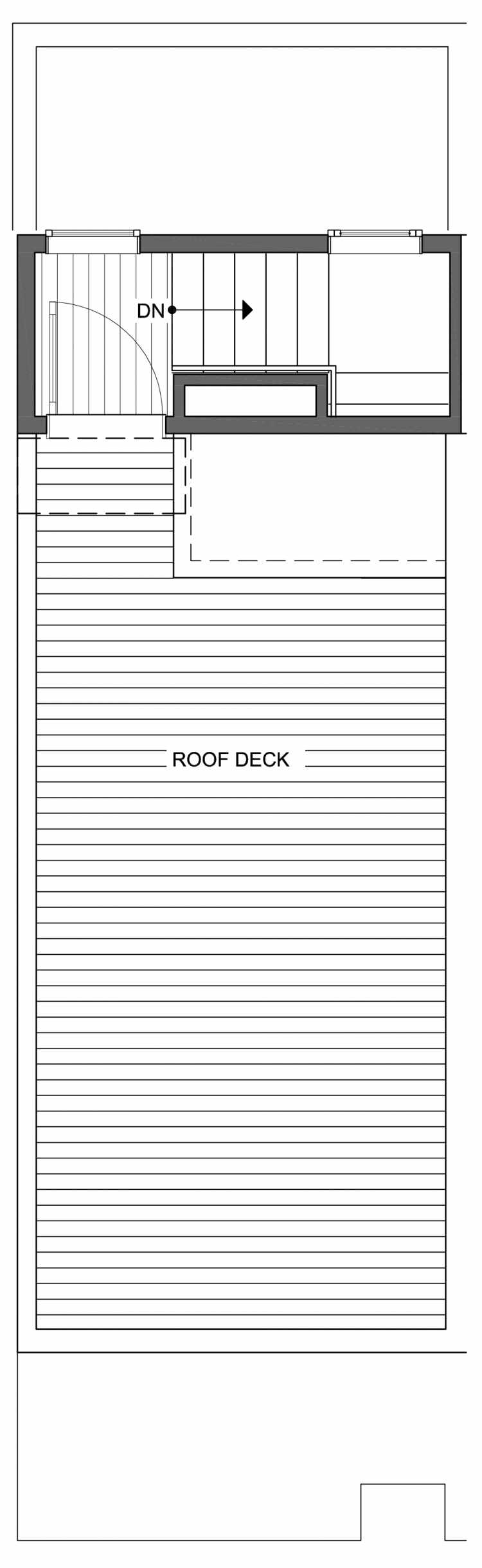 Roof Deck Floor Plan of 802 N 46th St, One of the Nino 15 West Townhomes in Fremont by Isola Homes