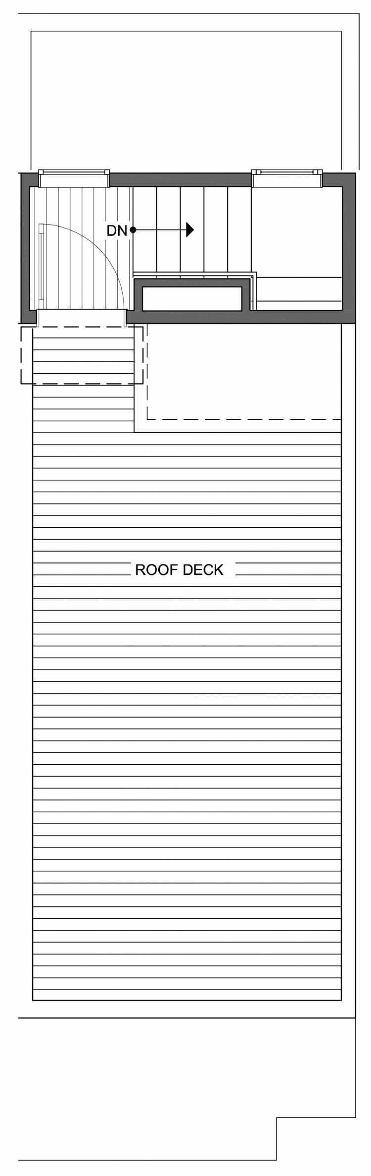 Roof Deck Floor Plan of 804 N 64th St, One of the Nino 15 West Townhomes in Fremont by Isola Homes