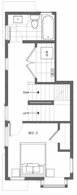 Second Floor Plan of 6503A Phinney Ave N, One of the Baker Townhomes in The Peaks at Phinney Ridge by Isola Homes