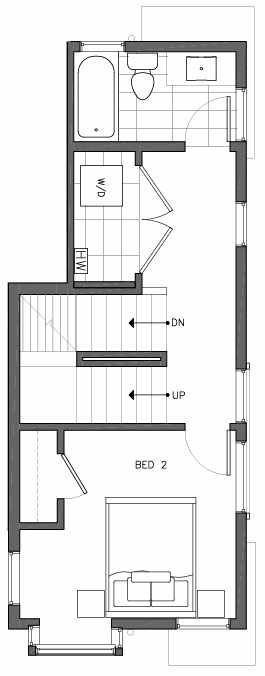 Second Floor Plan of 6505B Phinney Ave N, One of the Baker Townhomes in The Peaks at Phinney Ridge by Isola Homes