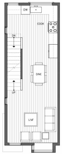 Second Floor Plan of 6511A Phinney Ave N, One of the Homes in The Peaks at Phinney Ridge by Isola Homes