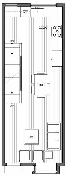 Second Floor Plan of 6511B Phinney Ave N, One of the Homes in The Peaks at Phinney Ridge by Isola Homes