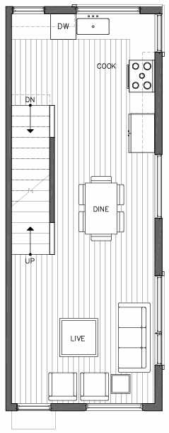 Second Floor Plan of 6511G Phinney Ave N, One of the Homes in The Peaks at Phinney Ridge by Isola Homes