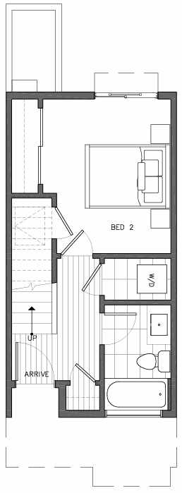 First Floor Plan of 6517B Phinney Ave N, One of the Rainier Townhomes in The Peaks at Phinney Ridge by Isola Homes