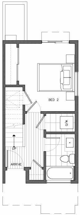 First Floor Plan of 6517H Phinney Ave N, One of the Rainier Townhomes in The Peaks at Phinney Ridge by Isola Homes