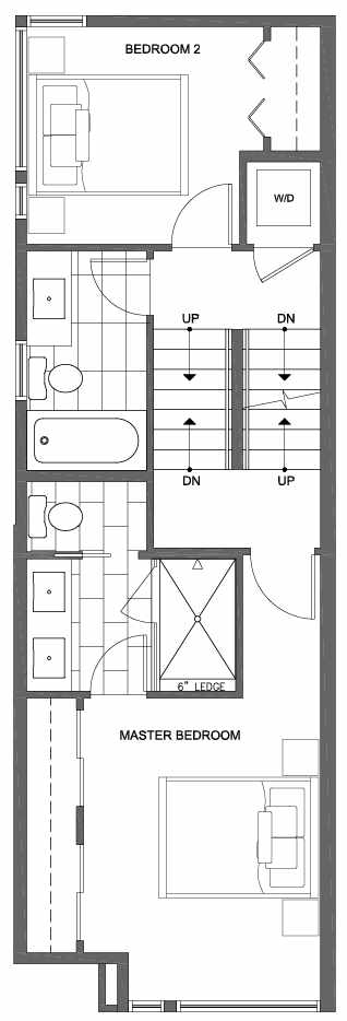 Second Floor Plan of 6113 17th Ave NW of the Kai Townhomes in Ballard