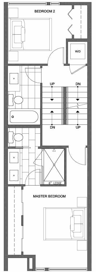 Second Floor Plan of 6115 17th Ave NW of the Kai Townhomes in Ballard